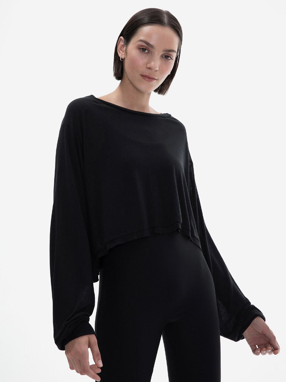 NYLORA Wrap Style Tencel Blend Top [Black]