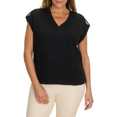NZT by NIC+ZOE NZT by NIC+ZOE Lace Knit Cap Sleeve Cotton T-Shirt