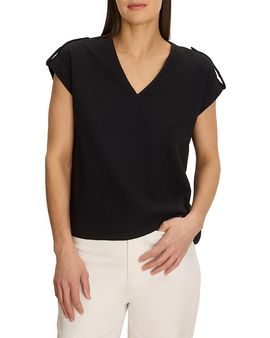 Nzt By Nic+zoe Nzt By Nic+Zoe Lace Knit Cap Sleeve Tee