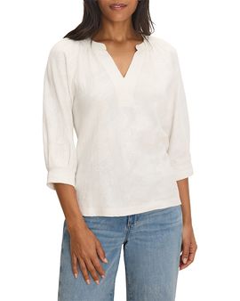 Nzt By Nic+zoe Nzt By Nic+Zoe Lace Knit Split Neck Top