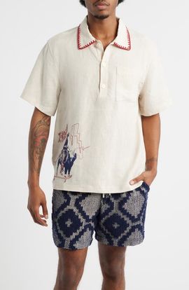 OAS OAS Bronc Girona Short Sleeve Linen Button-Up Shirt