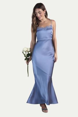 Oasis Oasis Lace Trim Strappy Satin Bridesmaid Dress