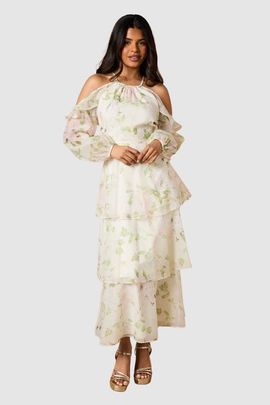 Oasis Oasis Petite Organza Cold Shoulder Midi Dress