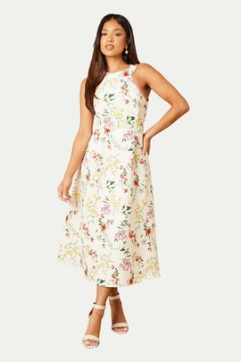 Oasis Oasis Petite Ottoman Twill Halter Midi Dress