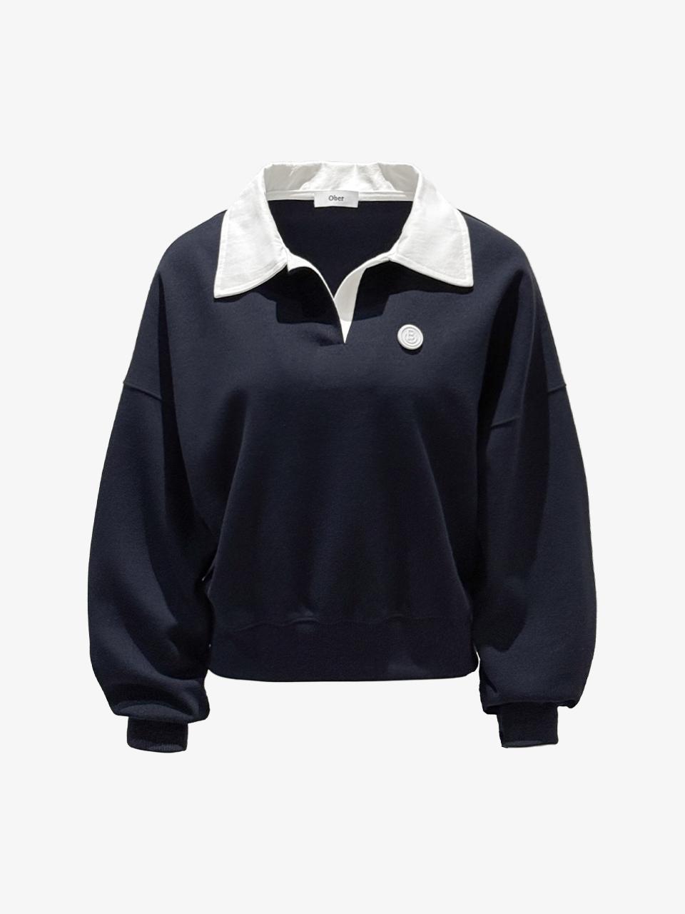 OBER GOLF & SPORTS Layered Collar Golf Sweatshirt [Navy]