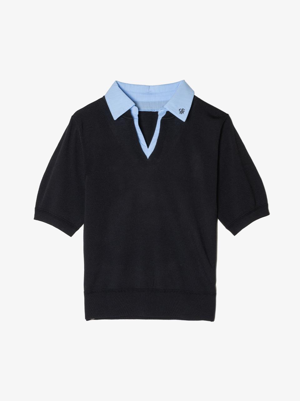 OBER GOLF & SPORTS Layered Collar Summer Knitwear Golf [Black]