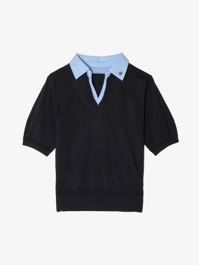 OBER GOLF & SPORTS Layered Collar Summer Knitwear Golf [Black]
