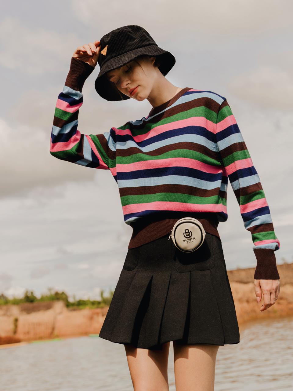 OBER GOLF & SPORTS Pocket pleats band skirt (Black)