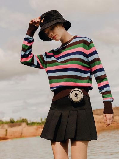 OBER GOLF & SPORTS Pocket pleats band skirt (Black)