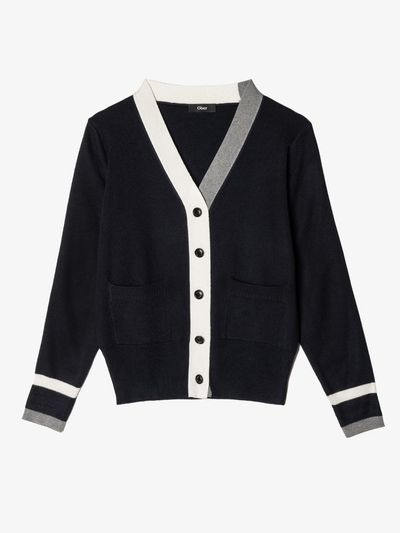 OBER GOLF & SPORTS Sleeve Point V-neck Cardigan [Navy]