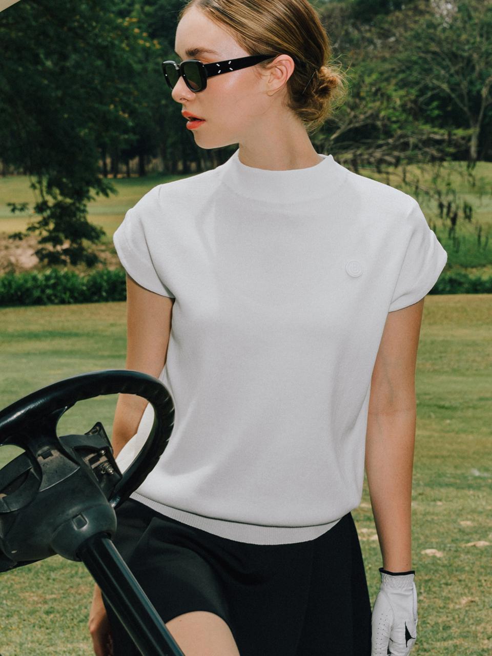 OBER GOLF & SPORTS Summer sleeveless half neck knitwear [WHITE]