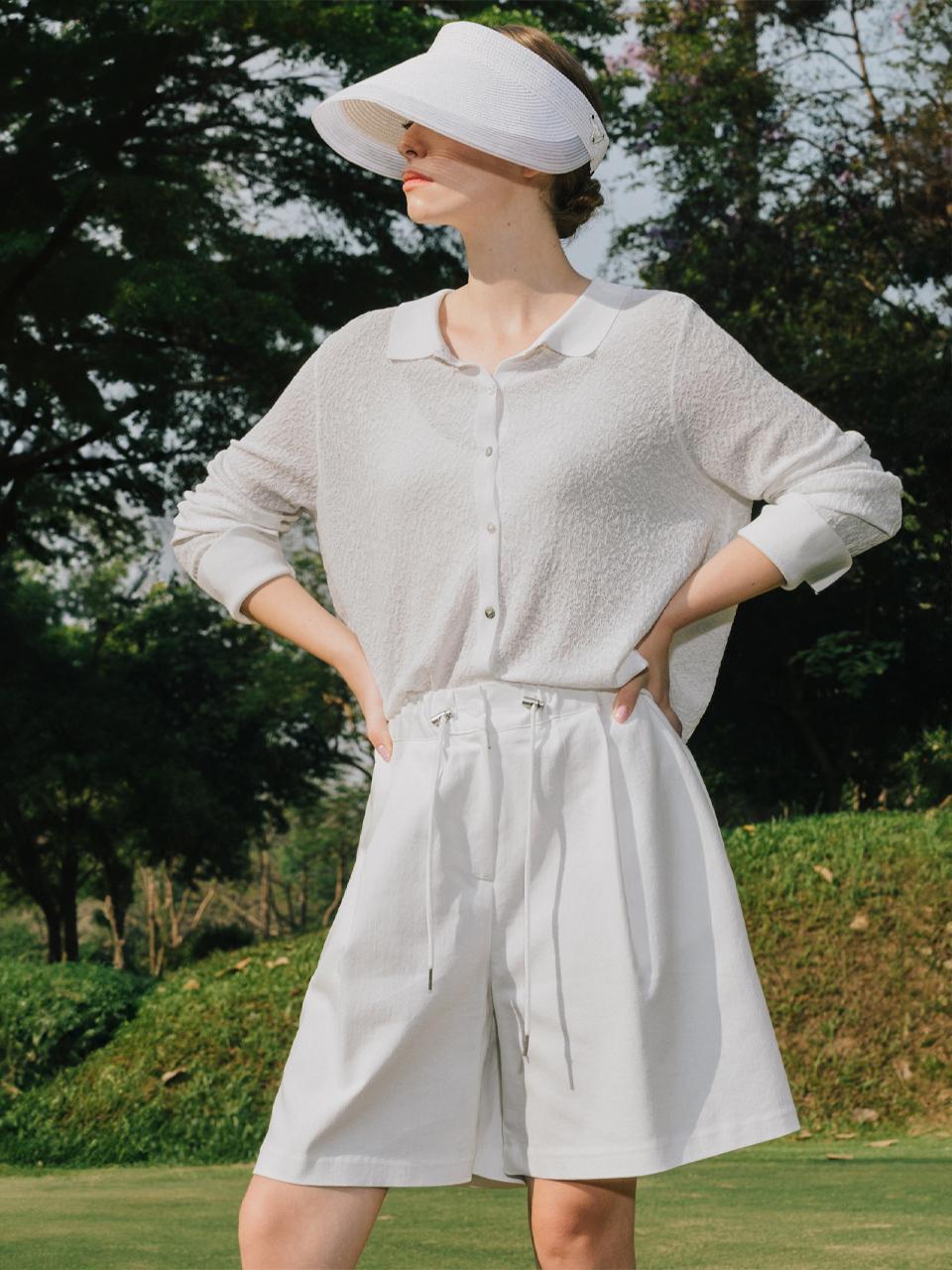 OBER GOLF & SPORTS Sunblock Cool Knit Shirt [WHITE]