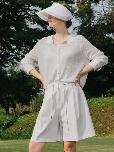 OBER GOLF & SPORTS Sunblock Cool Knit Shirt [WHITE]