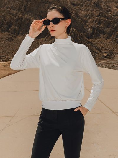 OBER GOLF & SPORTS Tech stretch high neck top (white)