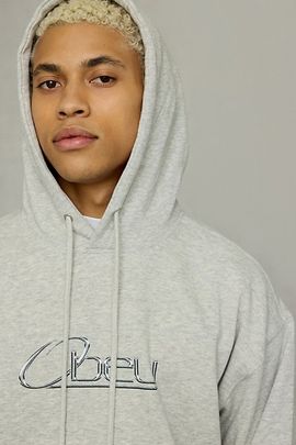OBEY OBEY Chrome Logo Hoodie Sweatshirt in Grey, Men's at Urban Outfitters