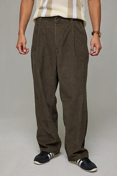 OBEY OBEY Dean Pleated Corduroy Pants in Brown, Men's at Urban Outfitters