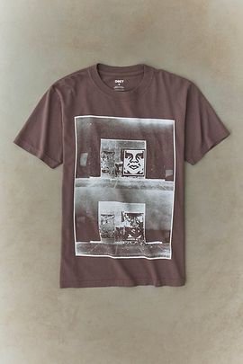 OBEY OBEY Destroyed Icon Photo Graphic Tee in Dusty Black, Men's at Urban Outfitters