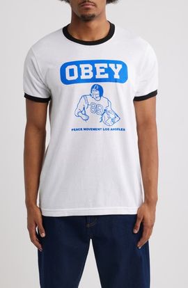 Obey Obey Peace Movement Graphic Ringer T-Shirt