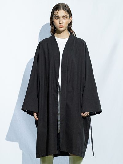 object museum Cotton Haori Robe - Black