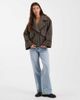 Object Object borg teddy aviator jacket with contrast stitch in brown-Black - 2