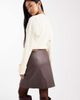 Object Object coated leather-look mini skirt in chocolate brown - 3