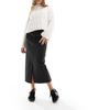 Object Object coated midi skirt with split front in black - 1