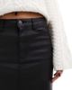Object Object coated midi skirt with split front in black - 2