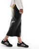 Object Object coated midi skirt with split front in black - 3