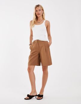 Object Object crinkle textured tailored longline shorts in camel - part of a set-Neutral