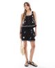 Object Object embroidered buttondown jersey top in black - part of a set - 2