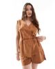 Object Object faux suede tie waist vest in camel beige - part of a set-Neutral - 1