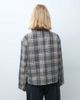 Object Object funnel neck reversible check short trench coat in brown - 3