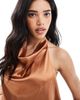 Object Object halter neck mini slip dress in spice brown - 4