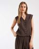 Object Object linen look tailored snap front vest in chocolate - part of a set-Brown - 1