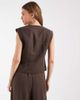 Object Object linen look tailored snap front vest in chocolate - part of a set-Brown - 4