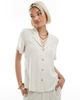 Object Object linen touch shirt in cream - part of a set-White - 1