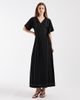 Object Object long maxi wrap dress in black with cream contrast stitching - 1