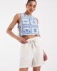 Object Object loose tie waist linen touch shorts in sandshell-Neutral - 1