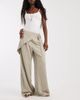Object Object mide rise wrap detail wide leg pants in sage green - 1
