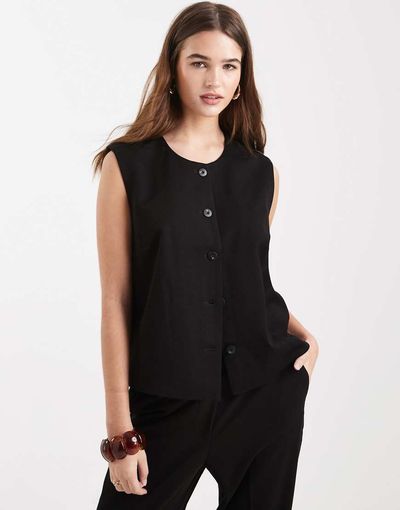 Object Object o-neck vest in black - part of a set