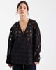 Object Object oversized wrap front sheer blouse in black checkerboard pattern - 1