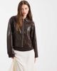 Object Object premium faux croc cropped jacket in chocolate brown - 1