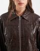 Object Object premium faux croc cropped jacket in chocolate brown - 2