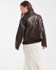 Object Object premium faux croc cropped jacket in chocolate brown - 4