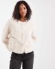 Object Object premium fluffy borg duffle style cropped jacket in cream-White - 1
