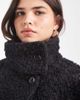 Object Object premium funnel neck wool blend short borg coat in dark gray - 3