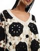 Object Object premium long sleeve crochet top in black and white - 2