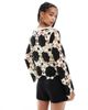 Object Object premium long sleeve crochet top in black and white - 4
