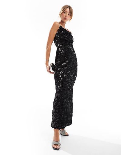 Object Object sequin applique maxi dress in black