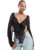 Object Object sheer organza wrap front top in black - 1